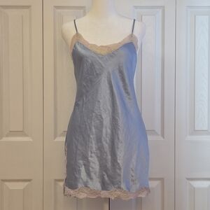 Y2K Light Blue Pastel Lace Slip Chemise Cami Dress; Victoria's Secret, Size XS